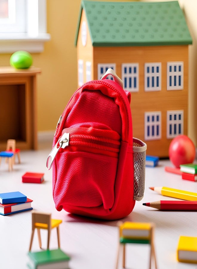 Wentoenapp 2Pcs Red Mini Doll Backpack School Bag Model Dollhouse School Accessory for 1/6 Scale Dollhouse Décor, Simulation Mini School Bag Model, Dollhouse Accessories - Image 4